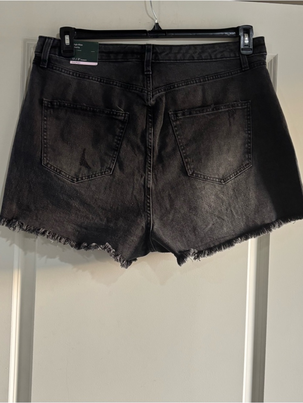 wild fable Black Distressed High-Rise Denim Shorts - Picture 2 of 4